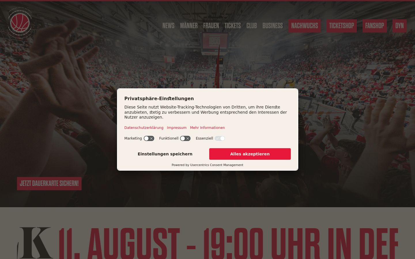 Screenshot of the consent banner shown before any interaction
