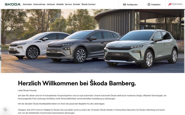 Screenshot of bamberg.skoda-auto.de