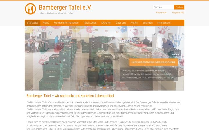 Captură de ecran a bamberger-tafel.de