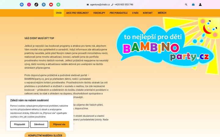 Screenshot ta' bambinoparty.cz
