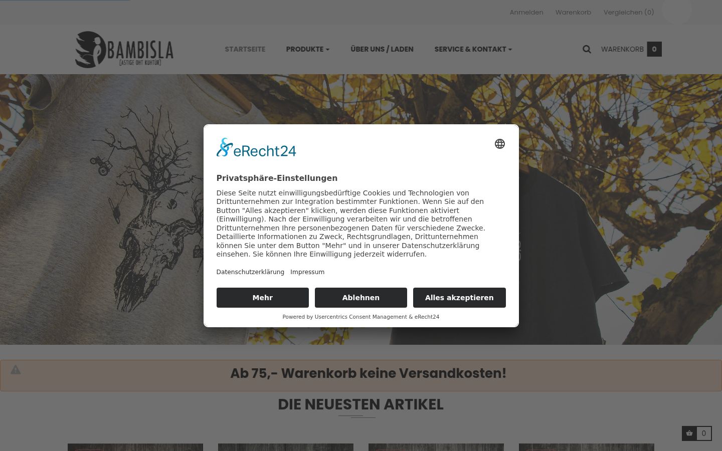 Screenshot del banner di consenso mostrato prima di qualsiasi interazione