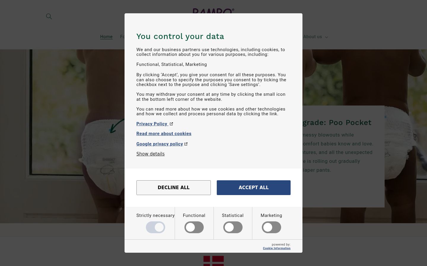 Screenshot of the consent banner shown before any interaction