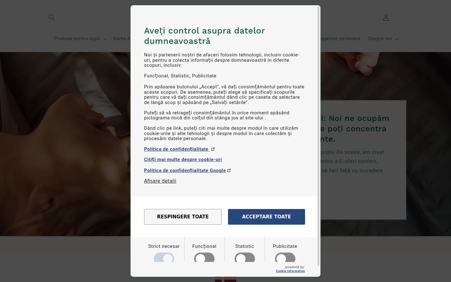 Screenshot of the consent banner shown before any interaction