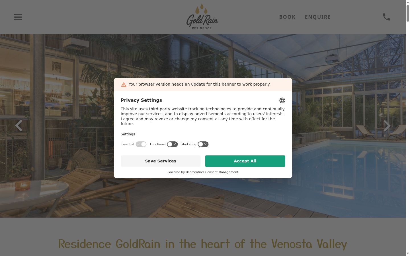 Screenshot of the consent banner shown before any interaction
