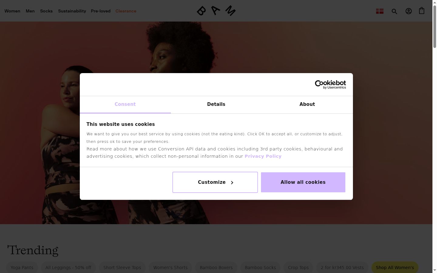 Screenshot of the consent banner shown before any interaction