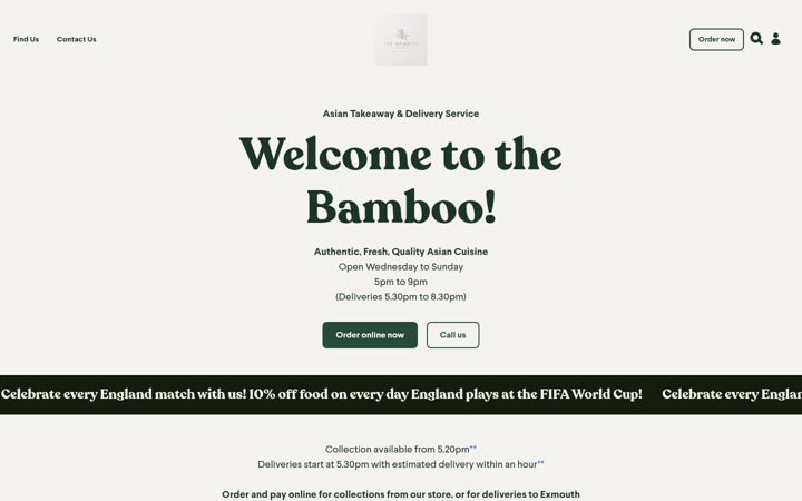 Screenshot of bambooexmouth.co.uk