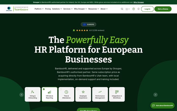 Screenshot of bamboohr.ie