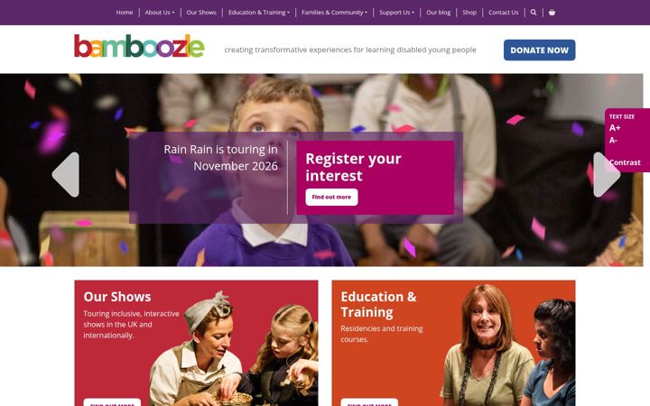 Screenshot of bamboozletheatre.co.uk