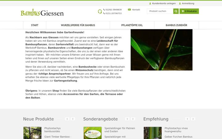 Screenshot of bambus-giessen.de