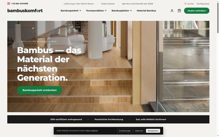 Screenshot of bambuskomfort.com