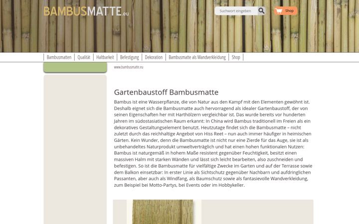 Screenshot of bambusmatte.eu