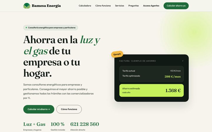 Screenshot of bamesaenergia.com