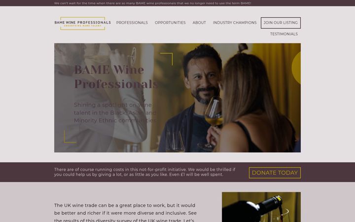 Screenshot of bamewineprofessionals.co.uk
