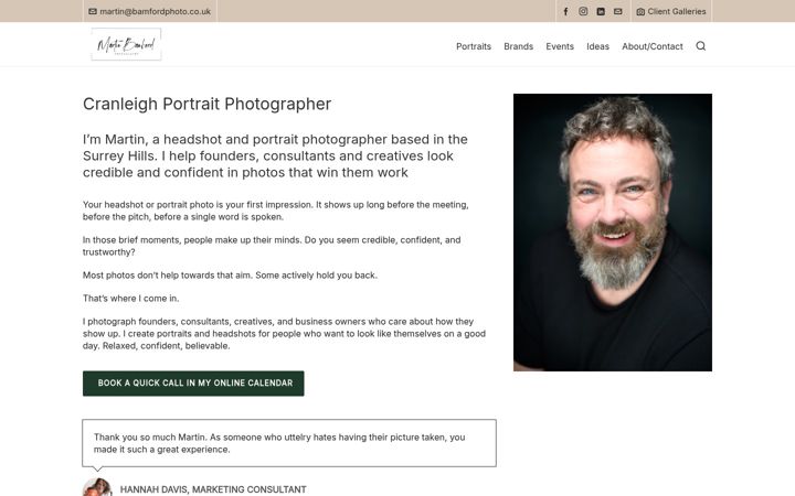 Screenshot of bamfordphoto.co.uk