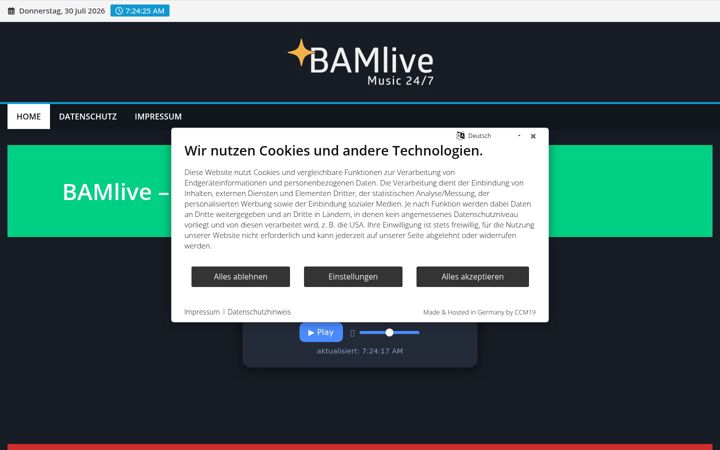 Skärmbild av bamlive.de
