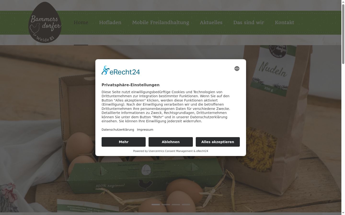 Screenshot of the consent banner shown before any interaction