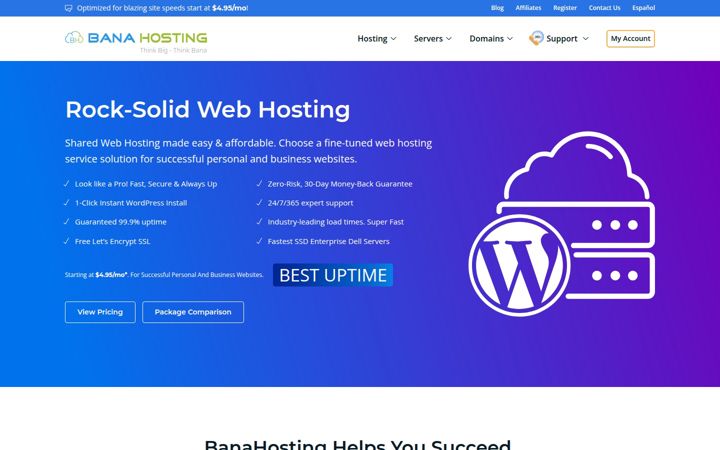 Captura de ecrã de banahosting.com