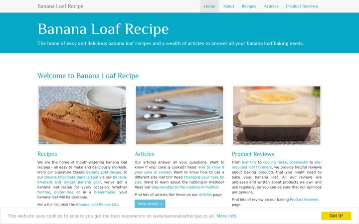 Captura de ecrã de bananaloafrecipe.co.uk