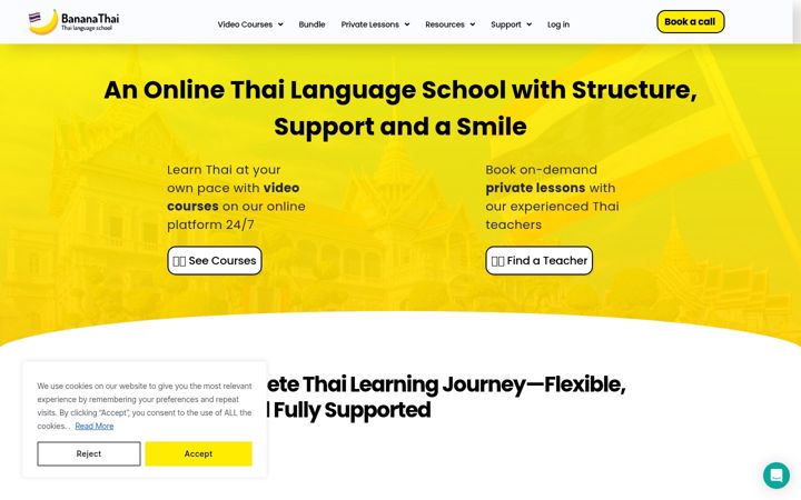 Screenshot of bananathaischool.com