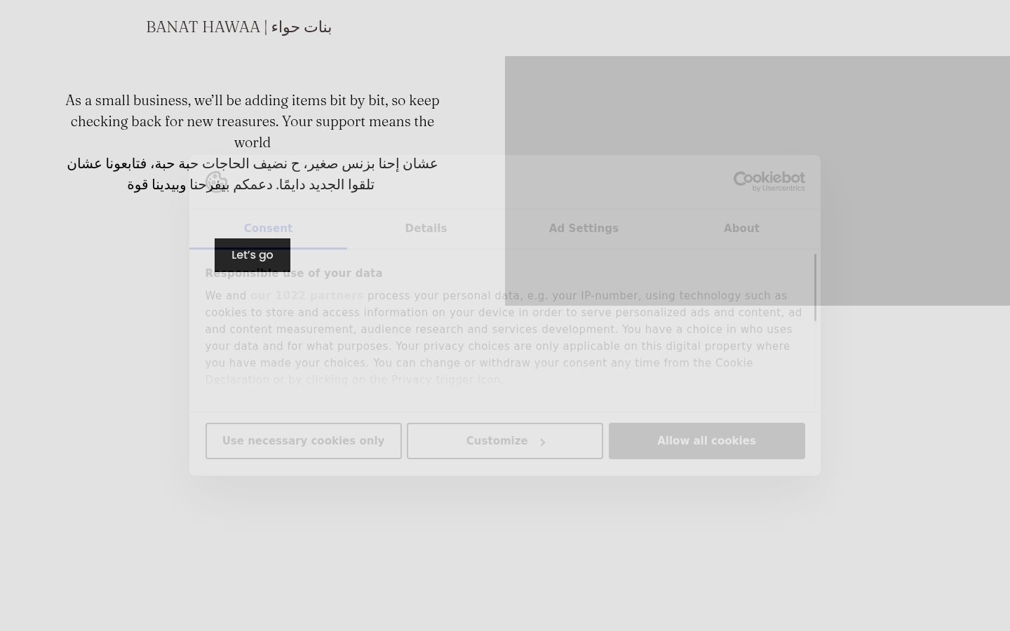 Screenshot of the consent banner shown before any interaction