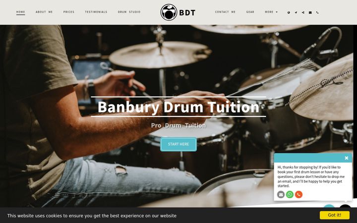 Captură de ecran a banburydrumtuition.co.uk