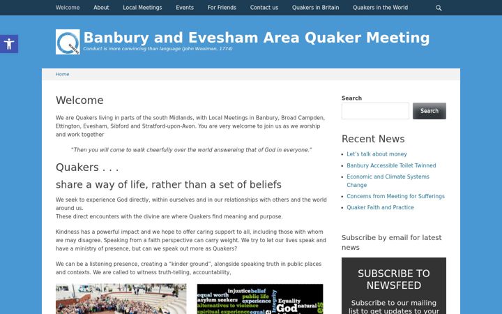 Screenshot of banburyeveshamquakers.org.uk