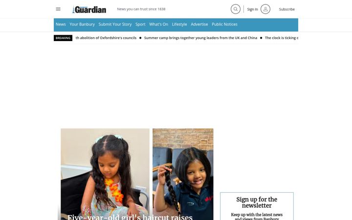 Captură de ecran a banburyguardian.co.uk