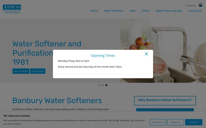 Screenshot of banburywatersofteners.co.uk
