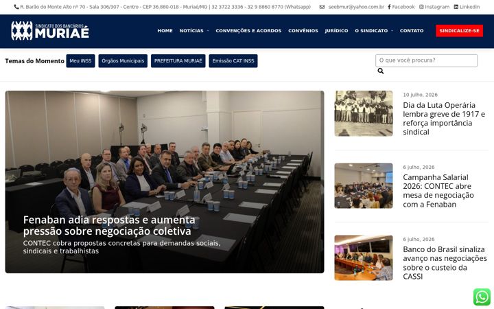 Snimka zaslona za bancariosmuriae.org.br