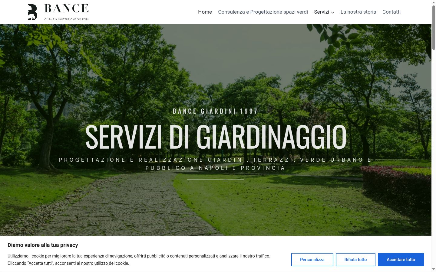 Screenshot del banner di consenso mostrato prima di qualsiasi interazione