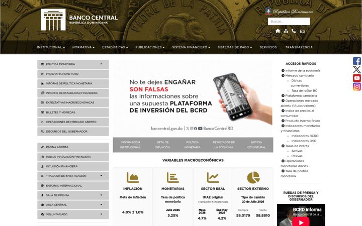 Screenshot of bancentral.gov.do