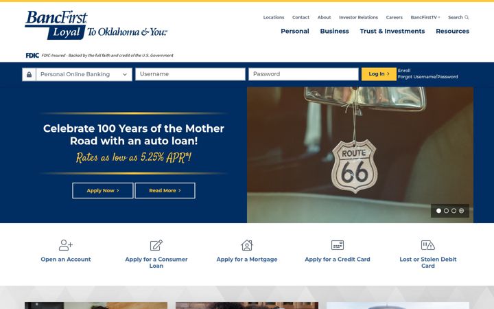 Screenshot of bancfirst.bank