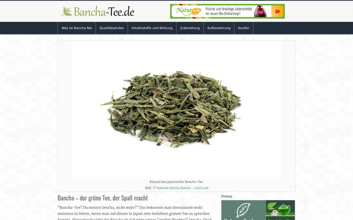 Skjámynd af bancha-tee.de