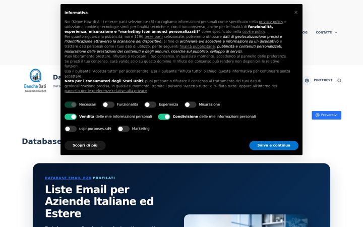 Screenshot of banchedati.eu