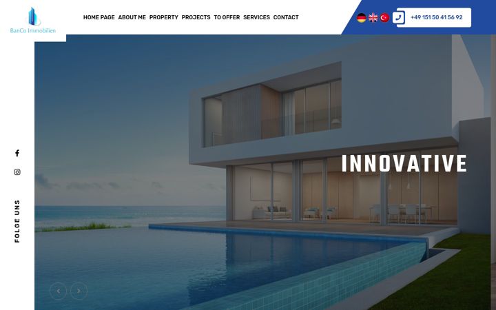 Skjámynd af banco-immobilien.de