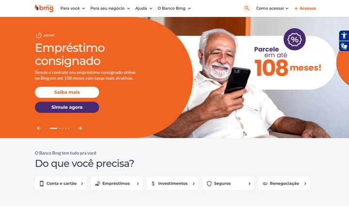 Screenshot of bancobmg.com.br