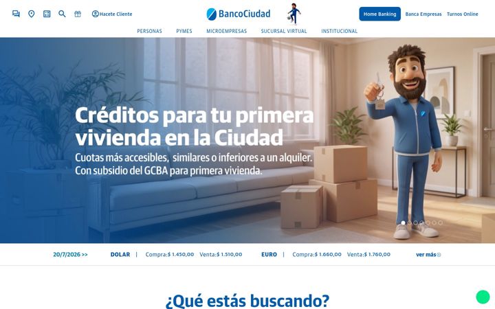 Screenshot of bancociudad.com.ar