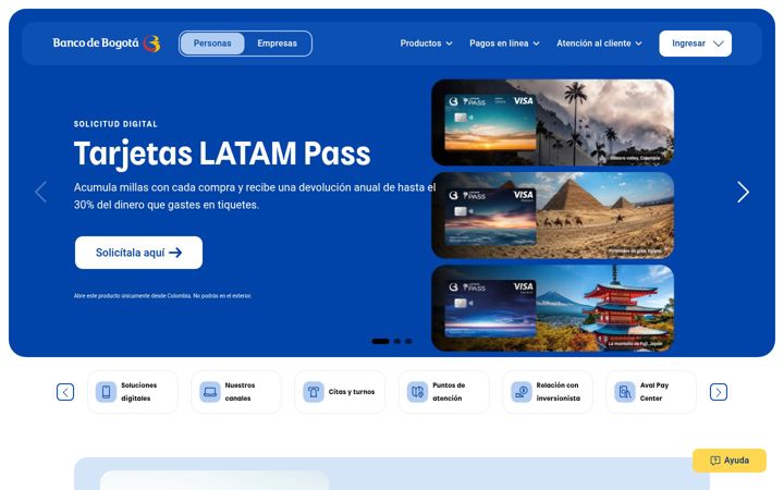 Screenshot of bancodebogota.com.co