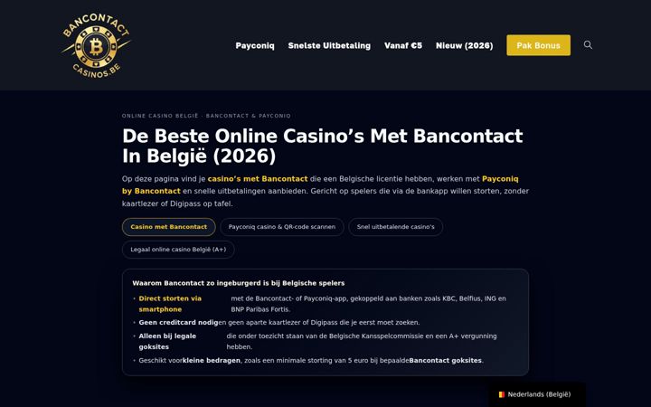 Screenshot of bancontactcasinos.be