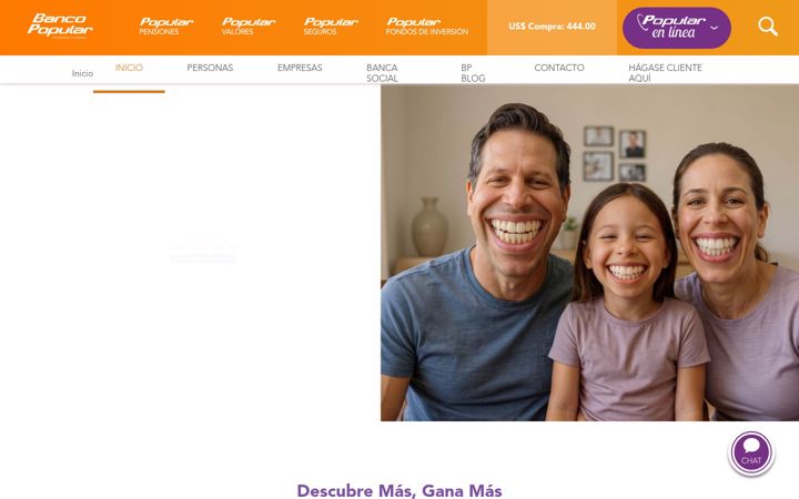 Screenshot of bancopopular.fi.cr
