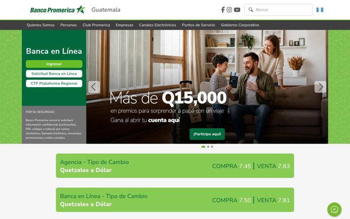 Screenshot of bancopromerica.com.gt
