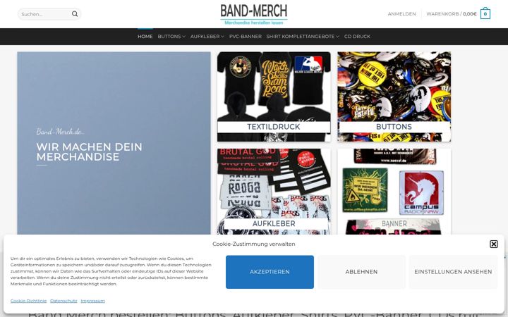 Screenshot of band-merch.de