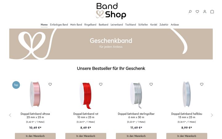 Skjámynd af band-shop.de