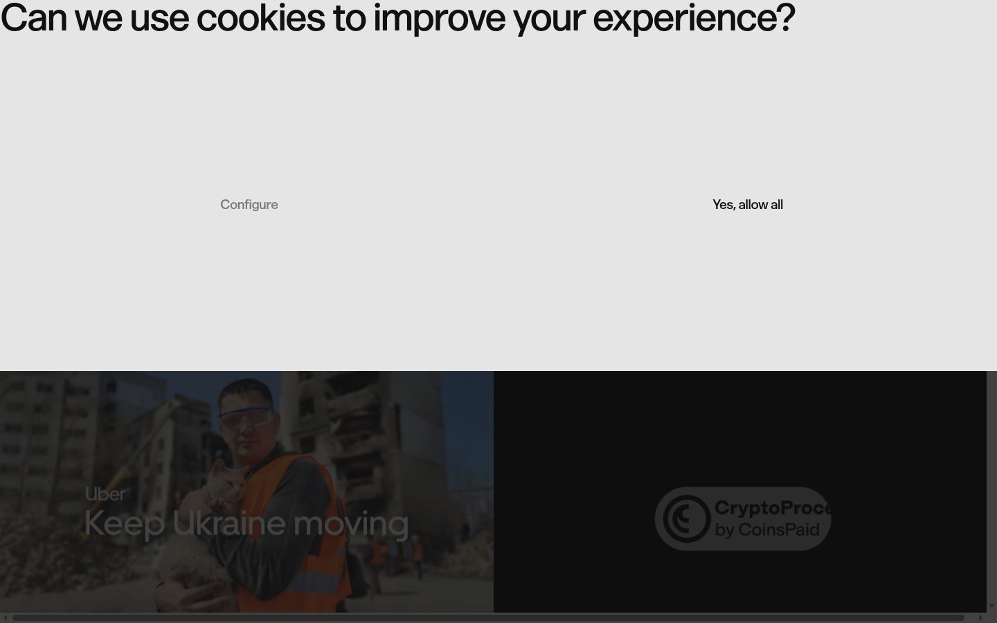 Screenshot of the consent banner shown before any interaction