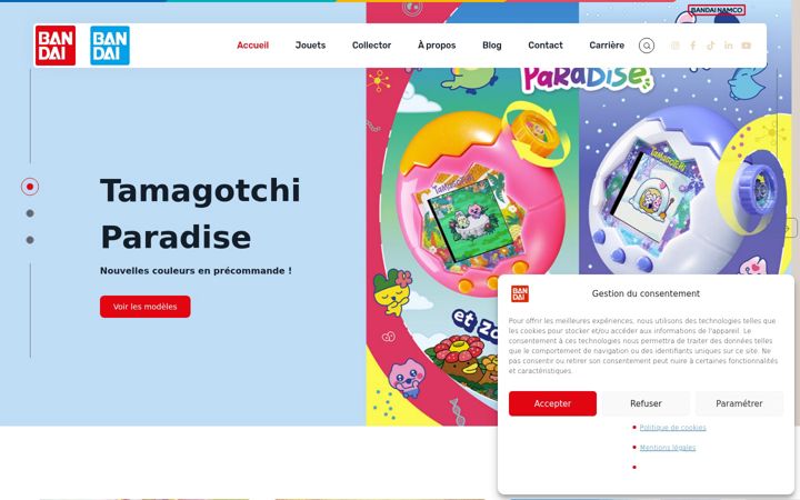 Skjámynd af bandai.fr