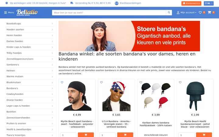 Screenshot ta' bandanawinkel.nl