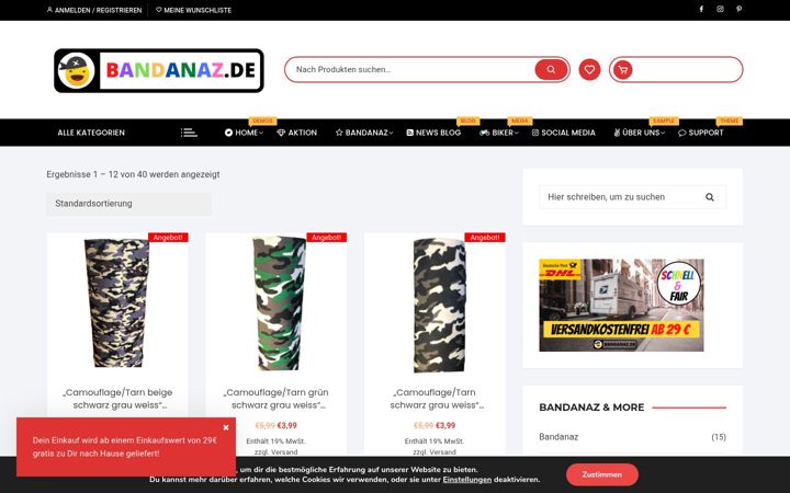 Skjámynd af bandanaz.de