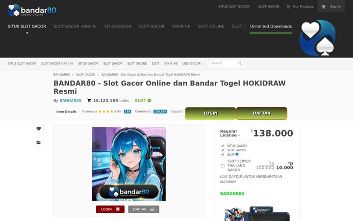 Screenshot of bandar80168-hokidraw.com