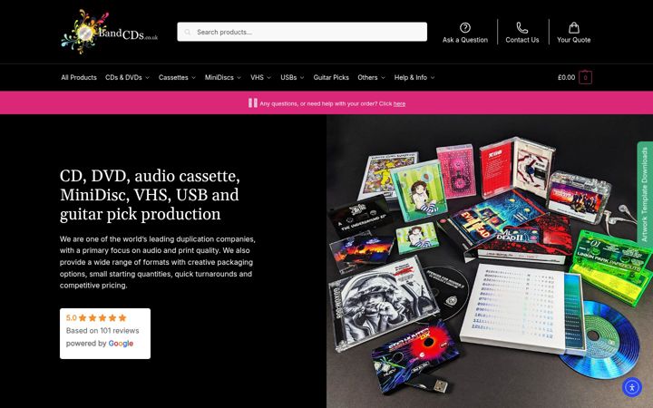 Screenshot ta' bandcds.co.uk