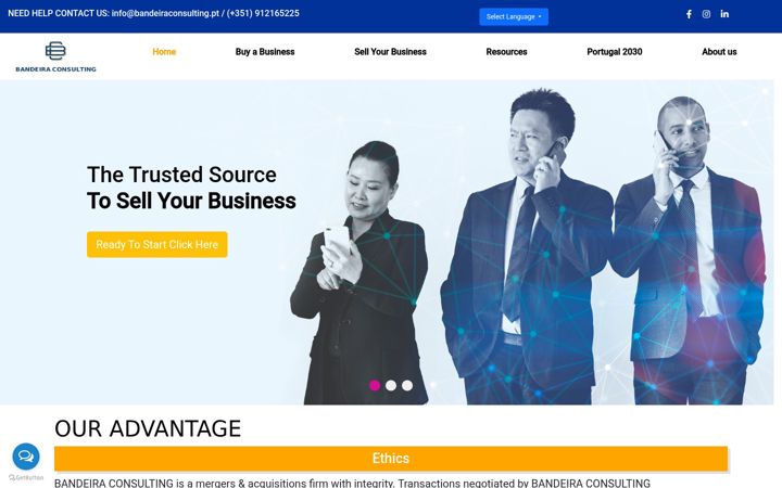 Screenshot of bandeiraconsulting.pt
